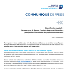 Désertification médicale : l’engagement de Banque Populaire Auvergne Rhône Alpes pour faciliter l’installation des professionnels de santé