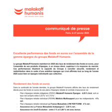 Communiqué de presse rendements fonds en euros Malakoff Humanis