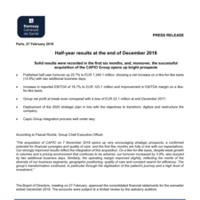 Half-year results at the end of December 2018