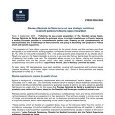 Ramsay Générale de Santé sets out new strategic ambitions to benefit patients following Capio integration