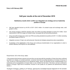 Half-year results at the end of December 2019
