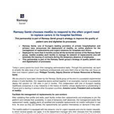 Ramsay Santé chooses MedGo to respond to the often urgent need to replace carers in its hospital facilities