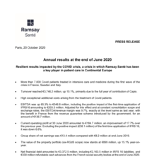Annual results at the end of June 2020
