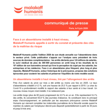 Communiqué de presse Malakoff Humanis 2026 sur l'absentéisme