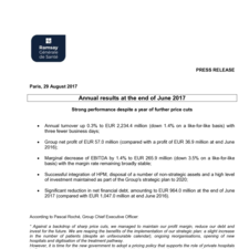 Annual results at the end of June 2017