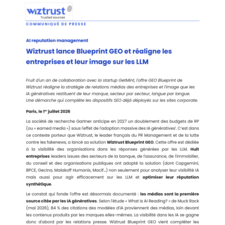 Lancement de Blueprint GEO par Wiztrust pour les LLM