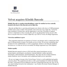 Volvat acquires Klinikk Barcode