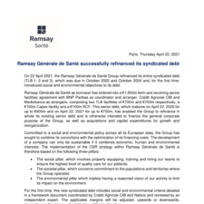 Ramsay Générale de Santé successfully refinanced its syndicated debt