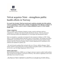 Volvat acquires Nimi - strengthens public health efforts in Norway