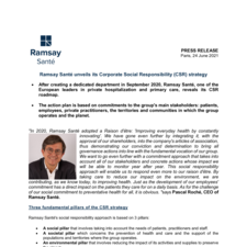 Ramsay Santé unveils its Corporate Social Responsibility (CSR) strategy