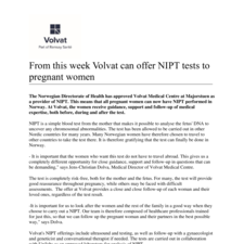 From this week Volvat can offer NIPT tests to pregnant women