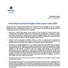 Provisional annual results at the end of June 2021