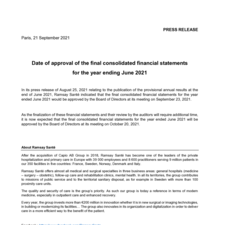 Date of approval of the final consolidated financial statements for the year ending June 2021