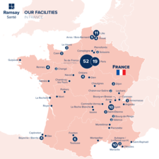 Map of Ramsay Santé healthcare facilities in France