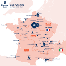 Ramsay Santé healthcare facilities map