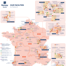 Map of Ramsay Santé facilities in France