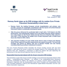 Ramsay Santé steps up its ESR strategy with its maiden Euro Private Placement Sustainability-Linked issue