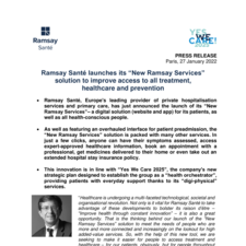 Ramsay Santé launches its “New Ramsay Services” solution to improve access to all treatment, healthcare and prevention
