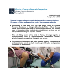 Clinique Provence-Bourbonne in Aubagne (Bouches-du-Rhône - 13) opens a fitting and expertise centre for amputee patients