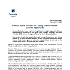 Ramsay Santé rolls out the "Study Grant Contract" scheme nationwide