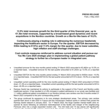 Ramsay Santé, Financial results for the third quarter ending on March 31, 2023