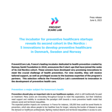 The incubator for preventive healthcare startups reveals its second cohort in the Nordics : 5 innovations to develop preventive healthcare in Denmark, Sweden and Norway