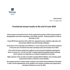 Provisional annual results at the end of June 2023