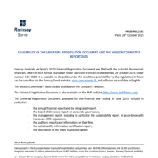AVAILABILITY OF THE UNIVERSAL REGISTRATION DOCUMENT AND THE MISSION COMMITTEE REPORT 2025