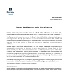 Ramsay Santé launches senior debt refinancing