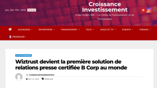 Wiztrust devient la première solution de relations presse certifiée B Corp au monde - Croissance Investissement