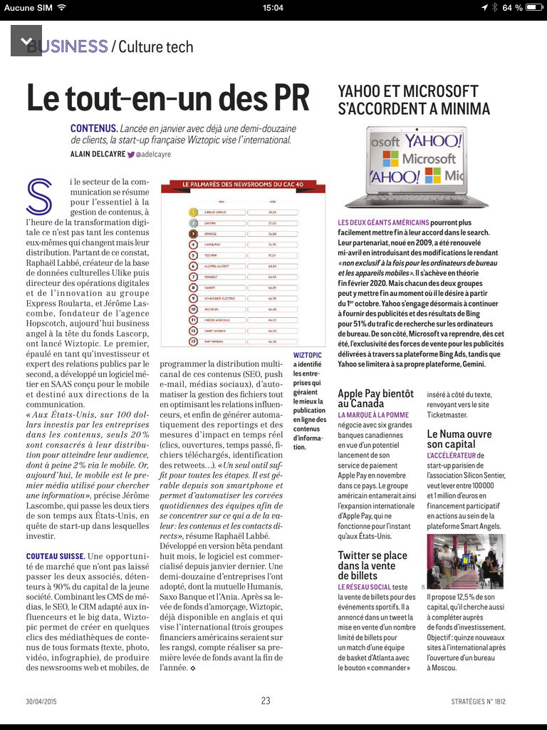 WIZTOPIC, le tout-en-un des PR