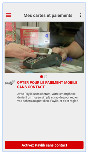 Activation de Paylib sans contact sur Banxo