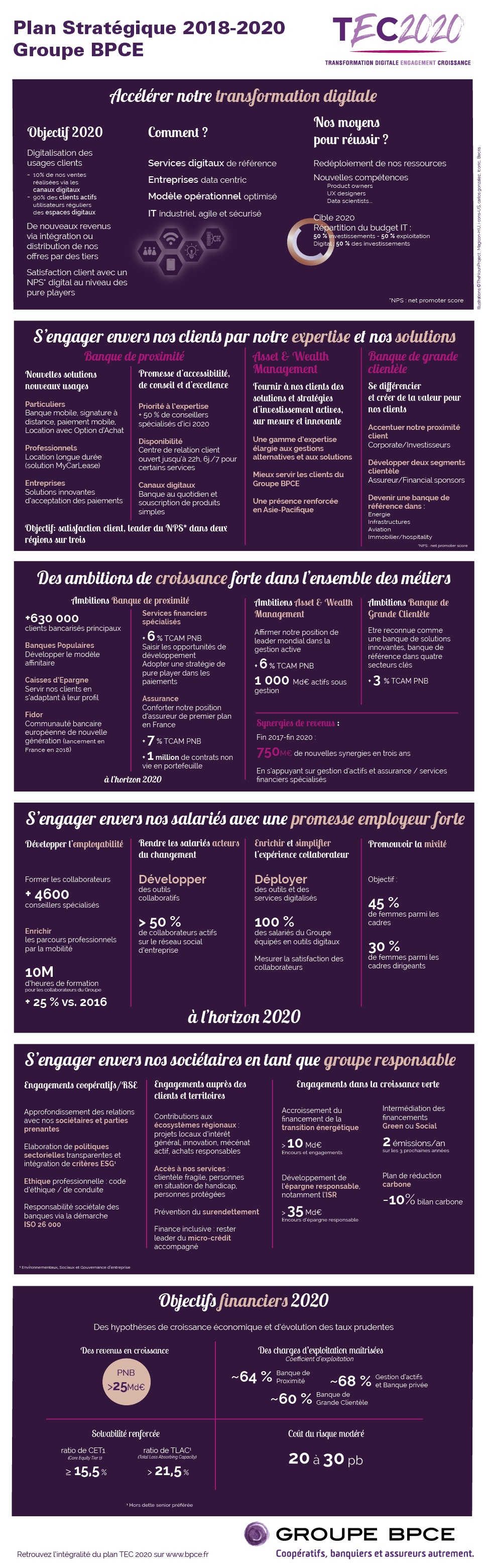 Infographie plan stratégique Groupe BPCE TEC 2020