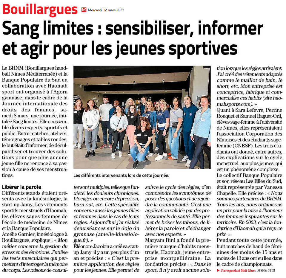 Sang limites : sensibiliser, informer et agir pour les jeunes sportives