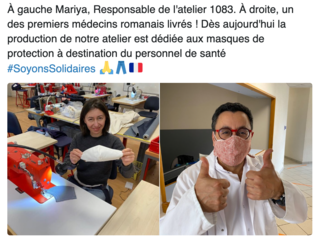 La start-up Française 1083 fabrique des masques de protection en tissu pour les soignants non équipés