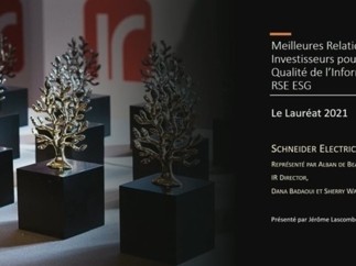 Forum du CLIFF 2021 - Wiztrust remet à Schneider Electric le trophée des Relations Investisseurs orientées ESG