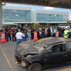 Via Cristais operators presenting a rescue simulation – Open Tour 2026, Brazil