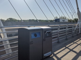 Solar-powered waste compactors on the Ohio River-East End Crossing