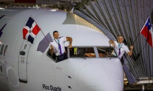 First Arajet flight landed at Santiago airport from Las Americas airport.jpg