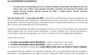 11.03.25 El Aeropuerto de San Luis Potosí suma nuevas rutas aéreas y potencia su crecimiento económico. 1.pdf