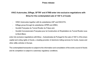 CP VINCI Autoroutes, Eiffage, SFTRF and ATMB enter into exclusive negotiations with Brisa for the contemplated sale of 100 % of Axxès.pdf
