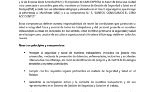 Política de Seguridad y Salud en el Trabajo