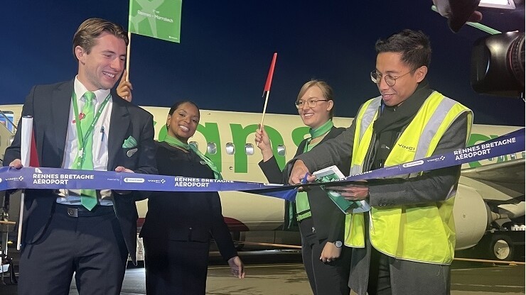 Cérémonie d'inauguration du vol inaugural entre Rennes Bretagne et Marrakech par Transavia, VINCI Airports.jpeg