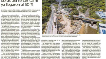 Vía Bogotá - Girardot: obras del tercer carril ya llegaron al 50%