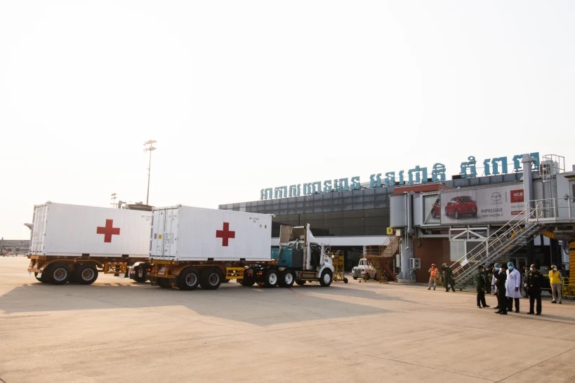 Phnom Penh Airport celebrates the arrival of the first covid-19 vaccines in Cambodia