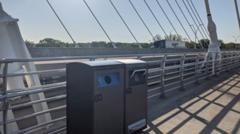 Solar-powered waste compactors on the Ohio River-East End Crossing