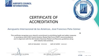 Aeropuerto Int. de Las Américas es el primer aeropuerto de República Dominicana en recibir acreditación internacional de medidas sanitarias