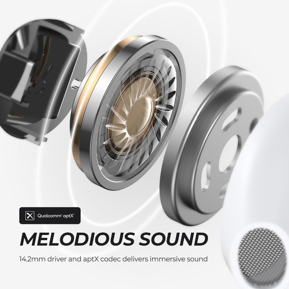 (amzn-nln) soundpeats trueair2+ (plus) wireless earphones qcc3040 aptx-adaptive bluetooth v5.2 earbuds 4-mic cvc 8.0 noise cancellation game