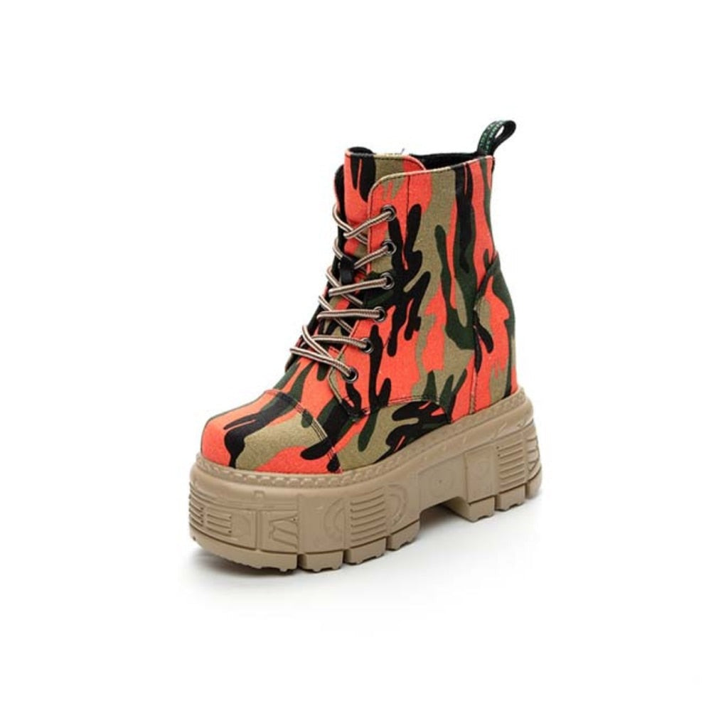 Camouflage Mixed Colors Platform Boots