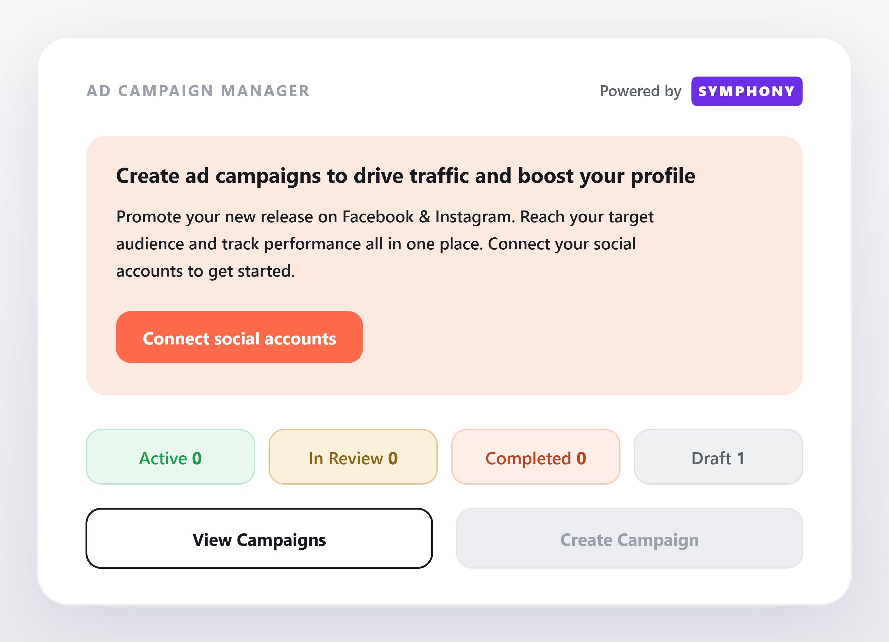 Artist digital ad campaign manager